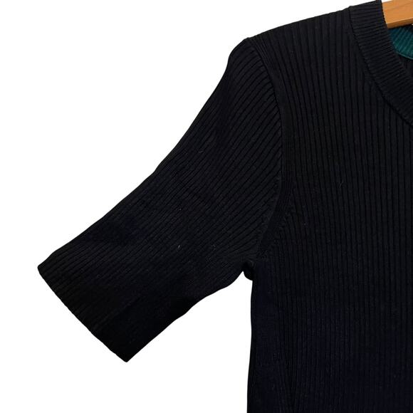 NWT J. Crew Ribbed Knit Midi Dress Black Short Sleeve Classic Office Formal XS - Picture 6 of 10